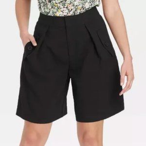 WHO WHAT WEAR Black Bermuda Trouser Shorts NWT